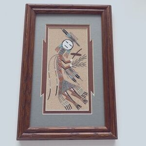 Vintage pre 1990 Navajo Male Yei Sand Painting Signed  L Benally 9 x 6 wood/ mat